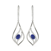 1.25ct Blue Teardrop Diamond Earrings in Gold & Platinum