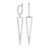 Geometric Diamond Drop Earrings in White Gold | Open Triangle Design