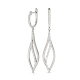 Diamond Open Teardrop Drop Earrings | Pave Dangle Design | Gold & Platinum
