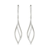 Diamond Open Teardrop Drop Earrings | Pave Dangle Design | Gold & Platinum