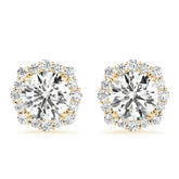 0.75-2.5ct Floral Diamond Stud Earrings in Gold & Platinum