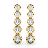 0.75-1.5ct Linear Cluster Diamond Drop Earrings in Gold & Platinum