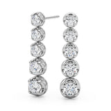 0.75-1.5ct Linear Cluster Diamond Drop Earrings in Gold & Platinum