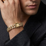1.20CT Mens Lab Diamond Cuban Link Bracelet in 18K Gold Vermeil