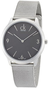 Calvin Klein Minimal Men's Watch – Dark Grey Dial, Stainless Steel Mesh Bracelet
