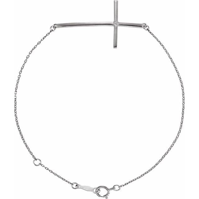 Imitation Diamond Round Accented Sideways Cross Bracelet In Set