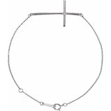 Imitation Diamond Round Accented Sideways Cross Bracelet In Set