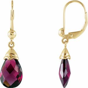 Brazilian Garnet Briolette Stud Earrings in Gold and Platinum