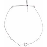 Natural Amethyst Round Accented Sideways Cross Bracelet In Set