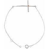 Natural Citrine Round Accented Sideways Cross Bracelet In Set