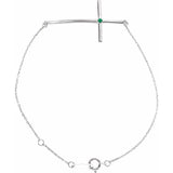 Natural Emerald Round Accented Sideways Cross Bracelet In Set