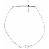 Natural Mozambique Garnet Round Accented Sideways Cross Bracelet In Set