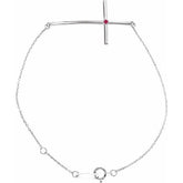 Natural Ruby Round Accented Sideways Cross Bracelet In Set