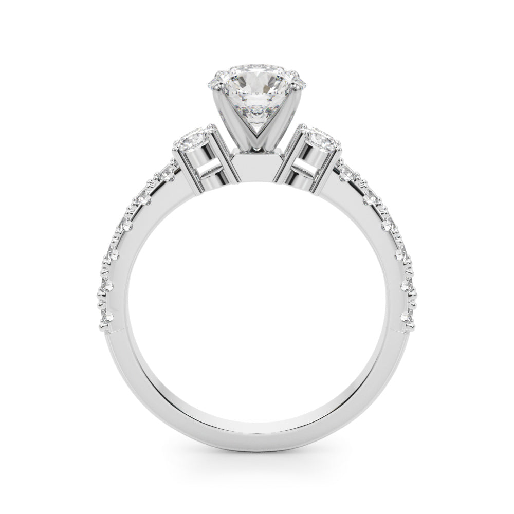 A diamond ring with a central gemstone and smaller stones
