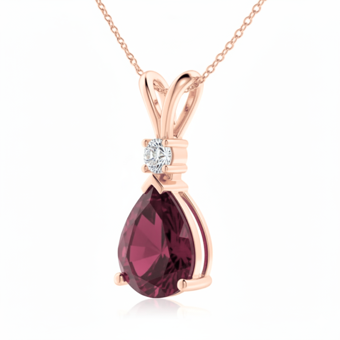 Ruby & Diamond Rose Gold Pendant Necklace