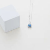2.00Ct Blue Topaz and Lab Diamond Solitaire Cushion Necklace Pendant in Gold