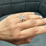 0.35Ct Natural Diamond butter Fly Art Ring Crafted in 9k White Gold