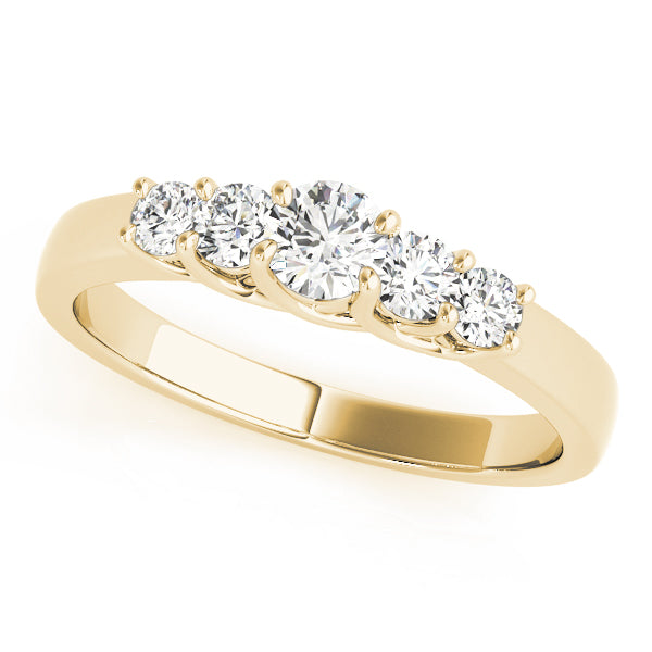 0.50-1.00ct Lab-Grown Round Diamond 5-Stone Scalloped Prong Diamond Ring, DE Color VVS Clarity