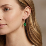 4.60ct Lab Grown Emerald and Diamond Teardrop Drop Earrings in 18K Gold Vermeil