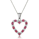 0.30ct Ruby Stone Heart Shape Necklace With Chain