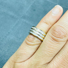 Three Row Channel Set Natural Baguette Diamond Eternity Ring in 18K Yellow Gold