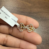 0.40 Carat Natural Diamond Clover Shape 18K Yellow Gold Stud Earring for Women