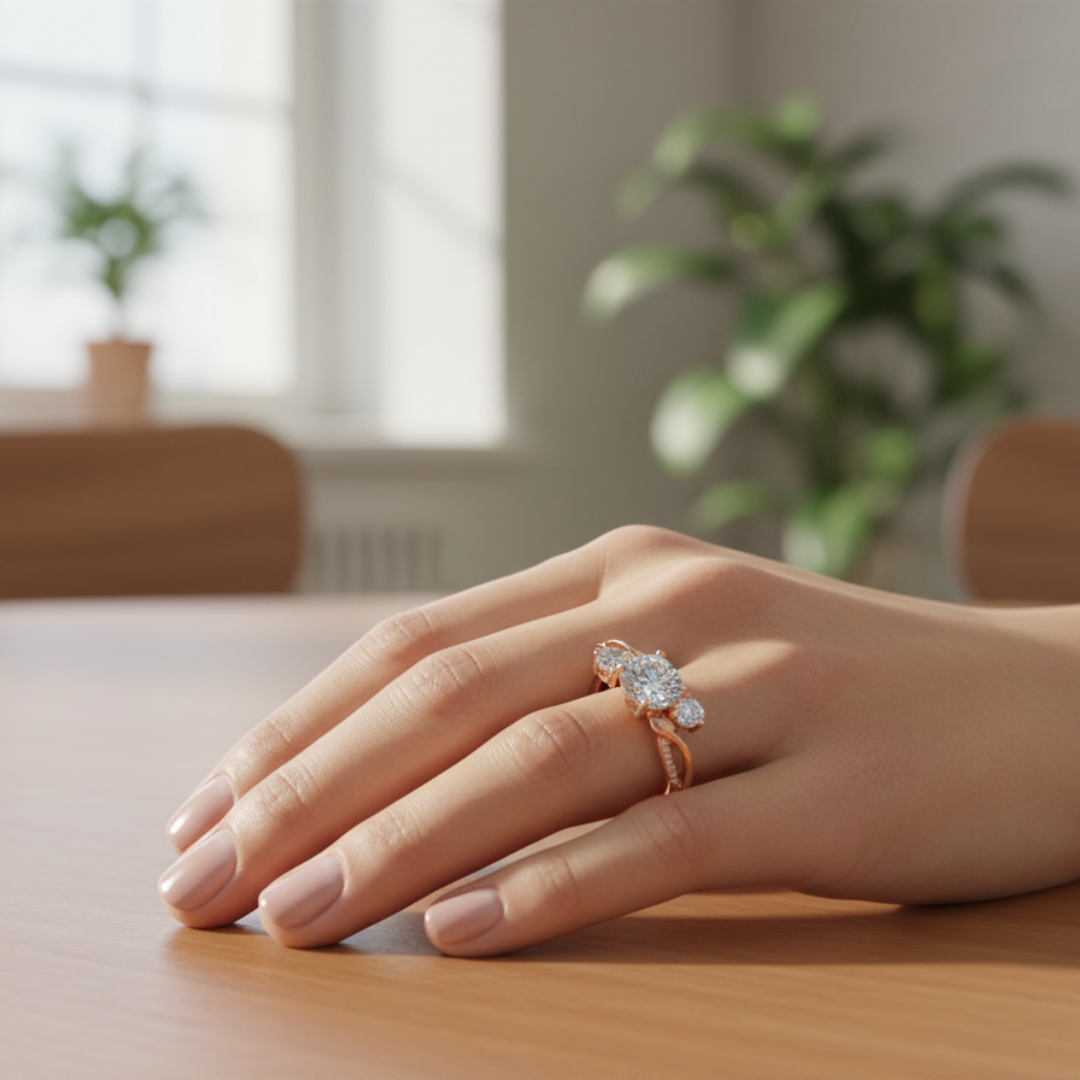 Lab-Grown Three Stone Diamond Twisted Vine Ring