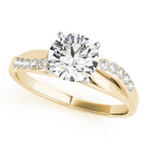 Luxe Bypass Round Diamond Engagement Ring — 9K/18K Gold & Platinum