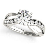 Refined Bypass Round Diamond Engagement Ring — 9K/18K Gold & Platinum