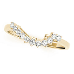 Single Row Prong Set Curved Half Eternity Ring in Gold & Platinum