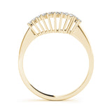 Single Row Prong Set Curved Half Eternity Ring in Gold & Platinum