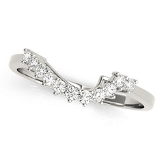 Single Row Prong Set Curved Half Eternity Ring in Gold & Platinum