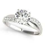 Crowned Bypass Round Diamond Engagement Ring — 9K/18K Gold & Platinum