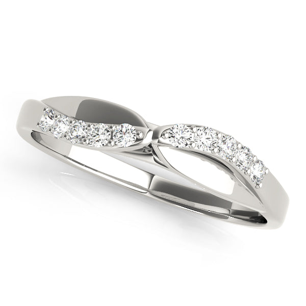 Round Lab Grown Diamond Ring with curved half eternity design and sparkling diamonds.