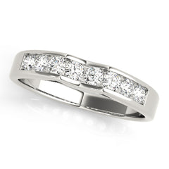 Channel Set Curved Half Eternity Ring in Gold & Platinum