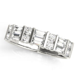 Fancy Baguette Bar Set Half Eternity Ring in Gold & Platinum