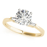 Elegant Three-Stone Baguette Round Diamond Engagement Ring — 9K/18K Gold & Platinum