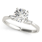 Elegant Three-Stone Baguette Round Diamond Engagement Ring — 9K/18K Gold & Platinum
