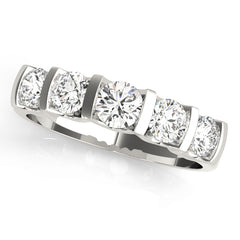 5-Stone Bar Set Half Eternity Ring in Gold & Platinum