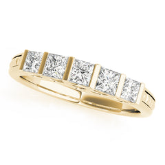 Fancy Princess Half Eternity Ring in Gold & Platinum