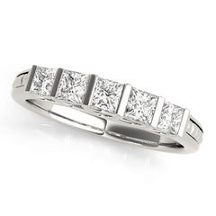 Fancy Princess Half Eternity Ring in Gold & Platinum