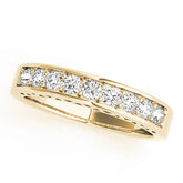 Single Row Prong in Channel Wedding Half Eternity Ring in Gold & Platinum