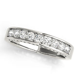 Single Row Prong in Channel Wedding Half Eternity Ring in Gold & Platinum