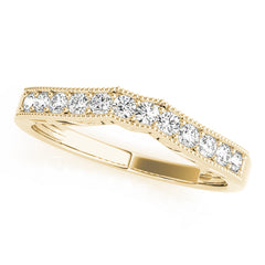 Prong Set Milgrain Curved Half Eternity Ring in Gold & Platinum