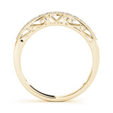 Prong Set Milgrain Curved Half Eternity Ring in Gold & Platinum