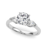 Lab Grown D/VVS Pear & Round Cut Diamond 3-Stone Engagement Ring