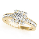 Luxe Halo Princess Diamond Engagement Ring — 9K/18K Gold & Platinum