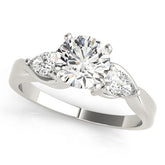 Three Stone Pear & Round Cut Diamond Engagement Ring