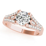 Brilliant Multi-Row Round Diamond Engagement Ring — 9K/18K Gold & Platinum