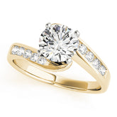 Sculpted Bypass Round Diamond Engagement Ring — 9K/18K Gold & Platinum